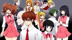  5boys 6+girls aki_(misao) akito_(misao) artist_request ayaka_(misao) bald bangs black_eyes black_hair blonde_hair blue_eyes blunt_bangs blush bow bowtie brown_eyes brown_hair buttons collared_shirt ears everyone formal ghost glasses green_hair hair_bow hair_ornament hair_over_one_eye hairband hairclip hideki_sohta highres kudoh_(misao) library_(misao) light_smile long_hair looking_at_viewer misao misao_(misao) multiple_boys multiple_girls necktie official_art one_eye_closed onigawara_(misao) open_mouth orange_hair parted_bangs pink_bow pink_skirt ponytail red_eyes red_hair red_ribbon ribbon running saotome_(misao) school_uniform scrunchie shirt short_hair sidelocks simple_background skirt smile suit swept_bangs teardrop tohma_(misao) twintails white_shirt yoshino_(misao) 