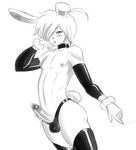 animal_ears anthro balls blush butt clothed clothing collar corruption_of_champions cum cute dclzexon elbow_gloves erect_nipples erection girly gloves hair humanoid_penis joey_(coc) lagomorph legwear lips looking_at_viewer male mammal monochrome nipples penis precum rabbit skimpy thigh_highs thong twink 