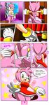  amy_rose back big_breasts breasts butt closet clothing comic dialog dress dressing female fur gloves green_eyes hedgehog invalid_tag mammal nipples nobody147 open_mouth panties pink_fur sega side_boob smile solo sonic_(series) text towel underwear 