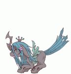  animated black_fur blue_hair changeling crown cub cute dialog english_text equine eyes_closed female feral friendship_is_magic fur hair holes horn horse jumping kolshica mammal my_little_pony open_mouth plain_background pony queen_chrysalis_(mlp) smile solo straight_hair text white_background wings young 