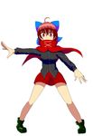  boots bow breasts cape hair_bow highres long_sleeves medium_breasts red_eyes red_hair sekibanki short_hair skirt solo touhou 