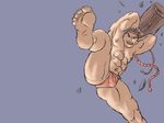  angry ass bara bulge feet foot fundoshi hammer male male_focus masanori plain_background solo 