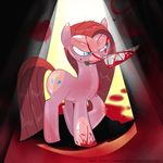  abstract_background blood blue_eyes cutie_mark equine female feral friendship_is_magic fur hair knife mammal mouth_hold munkari my_little_pony pink_fur pinkamena_(mlp) pinkie_pie_(mlp) red_hair saliva solo 