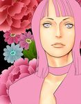  1girl bangs choker female flower looking_at_viewer nico_robin nyoro_(pixiv69753) one_piece pink solo 