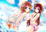  absurdres ahoge aka_kitsune bad_id bad_pixiv_id bikini breasts brown_hair cloud day dress green_eyes hataraku_maou-sama! highres long_hair medium_breasts multiple_girls ocean red_hair sasaki_chiho short_hair sky swimsuit wet wet_clothes yellow_eyes yusa_emi 