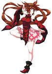  absurdly_long_hair absurdres bare_shoulders boots brown_eyes brown_hair can china_dress chinese_clothes detached_sleeves dress full_body guilty_gear high_heels highres impossible_clothes impossible_dress kuradoberi_jam long_hair makai shoes solo very_long_hair 