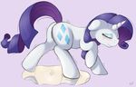  anus blush butt crying cutie_mark equine female feral friendship_is_magic horn horse mammal my_little_pony peeing plain_background pony puddle pussy rarity_(mlp) ratofdrawn signature solo tears unicorn urine 