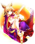  bracer brown_eyes brown_hair cape makuwauri pointy_hair ritual_baton sandals solo touhou toyosatomimi_no_miko 