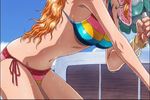  animated animated_gif bikini breasts large_breasts long_hair lowres nami nami_(one_piece) navel one_piece one_piece_film_z orange_hair swimsuit tattoo wet 