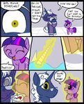  &lt;3 blue_fur comic dialog duo english_text equine eyewear female feral friendship_is_magic fur glasses group hair horn horse inside magic male mammal metal_(artist) my_little_pony pony princess princess_celestia_(mlp) purple_eyes purple_fur royalty smile text twilight_sparkle_(mlp) unicorn white_hair 