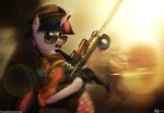  abstract_background clothing cutie_mark equine eyewear female friendship_is_magic fur gun hair hat horn horse mammal multi-colored_hair my_little_pony pony purple_eyes purple_fur purple_hair ranged_weapon rifle sniper sniper_(team_fortress_2) sniper_rifle solo sunglasses tarantad0 team_fortress_2 twilight_sparkle_(mlp) unicorn weapon 