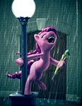  building equine female feral friendship_is_magic fur giantmosquito hair horse lamppost mammal my_little_pony open_mouth outside pink_fur pink_hair pinkie_pie_(mlp) pony rain solo umbrella water wet 