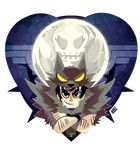  beowulf_(skullgirls) black_hair crossed_arms facial_hair full_moon grin heart logo looking_at_viewer male_focus megan_ann_boyd moon signature skull skullgirls smile solo transparent_background wristband yellow_eyes 