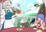  aircraft animal_ears bat_wings blonde_hair blue_eyes blue_hair braid cake cat_shit_one cube85 cup danmaku day flandre_scarlet flying food gun hat helicopter izayoi_sakuya kawashiro_nitori maid maid_headdress missile mouse_ears mouse_tail multiple_girls red_eyes remilia_scarlet ribbon rifle short_hair silver_hair sky tail teacup touhou twin_braids uh-1_iroquois uniform weapon wings 