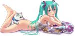  aqua_eyes aqua_hair ass back barefoot bottomless breasts camisole chin_rest cushion feet fingernails hand_rest hatsune_miku legs lips long_hair looking_at_viewer lying no_panties on_stomach pillow scarf sexually_suggestive sideboob small_breasts soles solo stuffed_animal stuffed_toy teddy_bear transparent_background twintails very_long_hair vocaloid wokada 