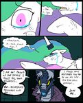  blue_body comic crying dialog duo english_text equine eyes female feral friendship_is_magic fur group hair horn horse inside male mammal metal_(artist) multi-colored_hair my_little_pony pink_eyes pony princess princess_celestia_(mlp) royalty scalie tears text white_fur winged_unicorn wings yellow_eyes 