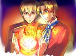  bad_id bad_pixiv_id brown_hair facial_hair fate/zero fate_(series) fire goatee kotomine_kirei maccyman multiple_boys toosaka_tokiomi 