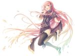  bad_id bad_pixiv_id black_legwear blue_eyes blush boots breasts headphones long_hair medium_breasts megurine_luka navel open_mouth pink_hair reveksa_(indrijulianaa) smile solo thigh_boots thighhighs very_long_hair vocaloid 
