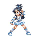  animated animated_gif black_hair blue_eyes boots cure_white fighting_stance futari_wa_precure futari_wa_precure_max_heart knee_boots long_hair lowres magical_girl pixel_art precure solo takoyaki_neko-san transparent_background white_footwear yukishiro_honoka 