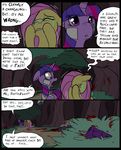  bandage blood bush changeling comic crying dead decapitation dialog duo english_text equine female feral fluttershy_(mlp) forest friendship_is_magic fur grass hair hat horn horse mammal mane metal_(artist) my_little_pony pink_hair purple_eyes purple_fur speech_bubbles text tree twilight_sparkle_(mlp) yellow_fur 