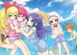  aida_mana blonde_hair blue_eyes blue_hair blush braid brown_hair closed_eyes cloud davi_(dokidoki!_precure) day dokidoki!_precure double_bun dutch_angle hairband half_updo hat hat_removed headwear_removed hishikawa_rikka holding_hands horizon hug hug_from_behind jealous kenzaki_makoto long_hair multiple_girls navel ocean peacemaker777 pink_hair pout precure purple_eyes purple_hair rakeru_(dokidoki!_precure) rance_(dokidoki!_precure) red_ribbon regina_(dokidoki!_precure) ribbon sharuru_(dokidoki!_precure) short_hair sky smile starfish yotsuba_alice yuri 