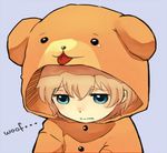  animal_costume animal_hood bad_id bad_pixiv_id blue_eyes dog_costume fate/extra fate_(series) gawain_(fate/extra) hood imageboard_colors light_brown_hair male_focus parody sad serial_experiments_lain solo tthal 