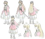  ahoge braid brown_hair character_sheet highres long_hair multiple_views original seo_tatsuya simple_background turnaround white_background 