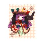  :3 book bunny chibi crescent hat heart long_hair patchouli_knowledge pukichan18 purple_eyes purple_hair ribbon solo touhou 