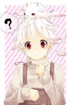  :&lt; ? asuka_kiiro highlights karneval male_focus multicolored_hair nai_(karneval) niji_(karneval) overalls red_eyes sweater white_hair 