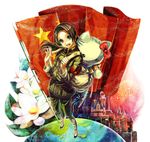  aerial_fireworks armband axis_powers_hetalia china china_(hetalia) fireworks flag flower male_focus people's_republic_of_china_flag ponytail shinatty-chan solo tibino 