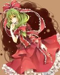  bad_id bad_pixiv_id dress front_ponytail green_eyes green_hair kagiyama_hina ribbon solo touhou yuzuki_karu 