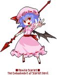  bat_wings blue_hair foreshortening full_body hands hat lowres oso_(toolate) pixel_art polearm red_eyes remilia_scarlet short_hair solo spear spear_the_gungnir standing touhou transparent_background weapon wings 