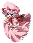  bat_wings blue_hair fang hama_chon hat red_eyes remilia_scarlet short_hair solo tears touhou wings 