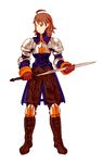  agrias_oaks agrias_oaks_(cosplay) ahoge armor awakened_miki brown_hair cosplay final_fantasy final_fantasy_tactics hoshii_miki idolmaster idolmaster_(classic) parody pauldrons short_hair solo style_parody sword weapon zearthp 