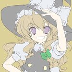  blonde_hair blush gotou_nao grin hat kirisame_marisa long_hair ribbon sketch smile solo touhou upper_body witch_hat 