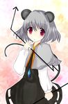  animal_ears bad_id bad_pixiv_id grey_hair jewelry mio_18navel nazrin pendant red_eyes solo tail touhou 