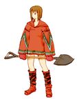  boots brown_hair final_fantasy final_fantasy_tactics geomancer_(fft) gloves hagiwara_yukiho idolmaster idolmaster_(classic) knee_boots no_nose parody short_hair shovel solo style_parody zearthp 