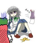  bad_id bad_pixiv_id banana_peel hong_meiling izayoi_sakuya multiple_girls nyantalab patchouli_knowledge purple_eyes purple_hair red_hair scared silver_hair touhou 