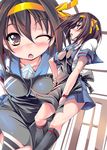  apron blush brown_eyes brown_hair multiple_views open_mouth shiranagi suzumiya_haruhi suzumiya_haruhi_no_yuuutsu 