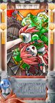  alternate_costume bat_wings blue_eyes braid fright_(hazelnut_cafe) hat hong_meiling izayoi_sakuya knife long_hair multiple_girls red_hair remilia_scarlet tarot tears the_hanged_man touhou twin_braids umbrella wings 