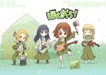  akiyama_mio axe bad_id bad_pixiv_id barefoot bass_guitar black_eyes black_hair blonde_hair brown_eyes brown_hair closed_eyes dress drum guitar hair_ornament hairband hairclip hammer hatchet hirasawa_yui instrument k-on! korpiklaani kotobuki_tsumugi long_hair mizorogi_shougo multiple_girls poncho short_hair tainaka_ritsu tent tree_stump violin weapon western_hatchet 