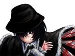  black_hair blood cloak franken_fran hat madaraki_veronica md5_mismatch ouhaku purple_eyes solo stitches 