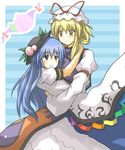  bad_id bad_pixiv_id food fruit gap hat hinanawi_tenshi hino_ryuu holding multiple_girls peach touhou yakumo_yukari 