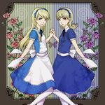  1girl alice_(megami_tensei) alice_(wonderland) alice_(wonderland)_(cosplay) alice_in_wonderland cosplay flower kuma_(persona_4) otoko_no_ko pantyhose persona persona_4 umechiui white_legwear 