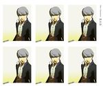  angry eeteru expressions gakuran grey_eyes grey_hair happy highres male_focus md5_mismatch narukami_yuu official_style persona persona_4 sad school_uniform smile surprised 