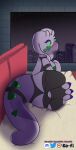 absurd_res bedding bedroom breasts brick_wall building claws clothing generation_6_pokemon goodra green_eyes heart_symbol hi_res horn lingerie night nintendo pokemon pokemon_(species) purple_body risque tail toe_claws velvet706 wall_(structure) window_sill