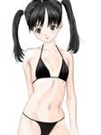  bikini black_eyes black_hair flat_chest highres lowleg lowleg_bikini mk_(chiko1015) original simple_background solo string_bikini swimsuit twintails 