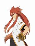 fingerless_gloves gloves green_eyes long_hair luke_fon_fabre male_focus official_art red_hair smile solo sword tales_of_(series) tales_of_the_abyss weapon white_background 