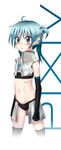  blue_eyes blue_hair elbow_gloves flat_chest gloves midiman midriff navel pixiv pixiv-tan solo thighhighs 