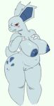 anthro big_breasts blush breasts claws fangs female generation_1_pokemon jizzus lilly_(jizzus) markings mole_(marking) nidorina nintendo pokemon pokemon_(species) red_eyes solo spikes spikes_(anatomy) teeth